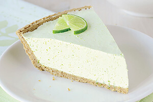 a slice of lime chiffon pie on a plate