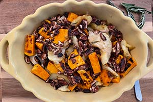 roasted sweet potato’s & apples in a bowl